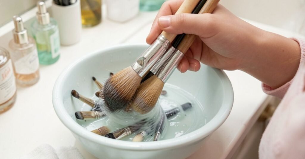 how to clean makeup brushes with brush cleaner