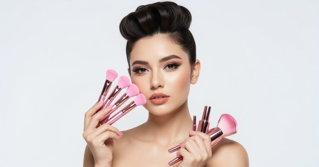 pink makeup brushes