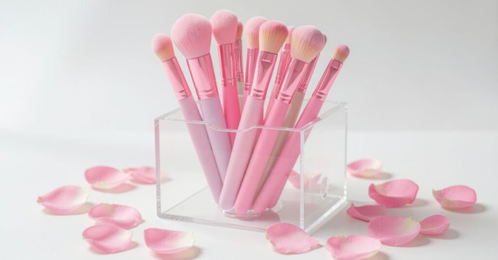 pink makeup brushes