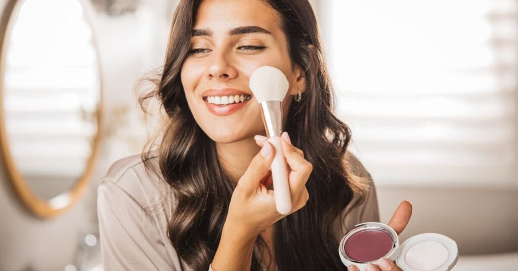 blush placement for round face